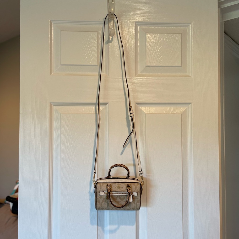 Coach Signature Mini Bag in Tan and Cream